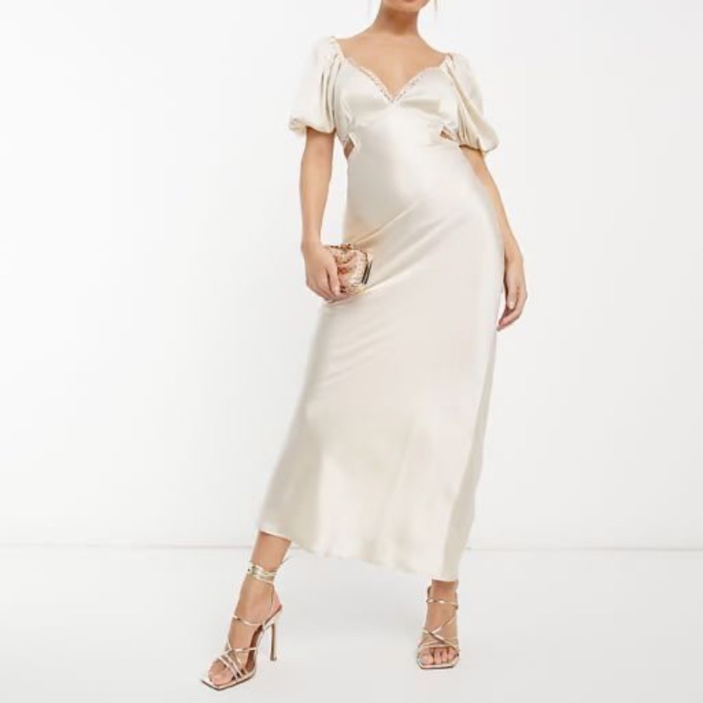 ASOS Elegant Cream Midi Dress